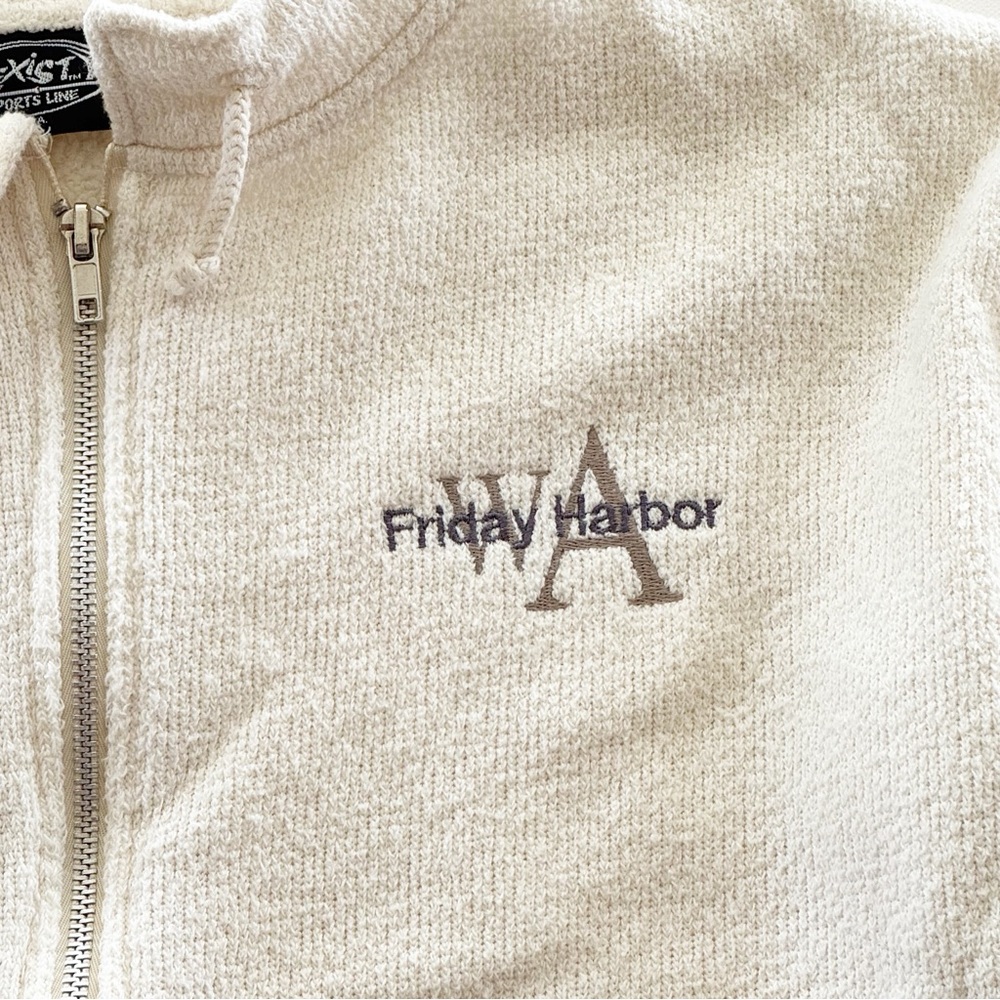 Vintage 90s EXIST Zip Up Jacket Friday Harbor WA Embroidered Logo White Small - Picture 4 of 6